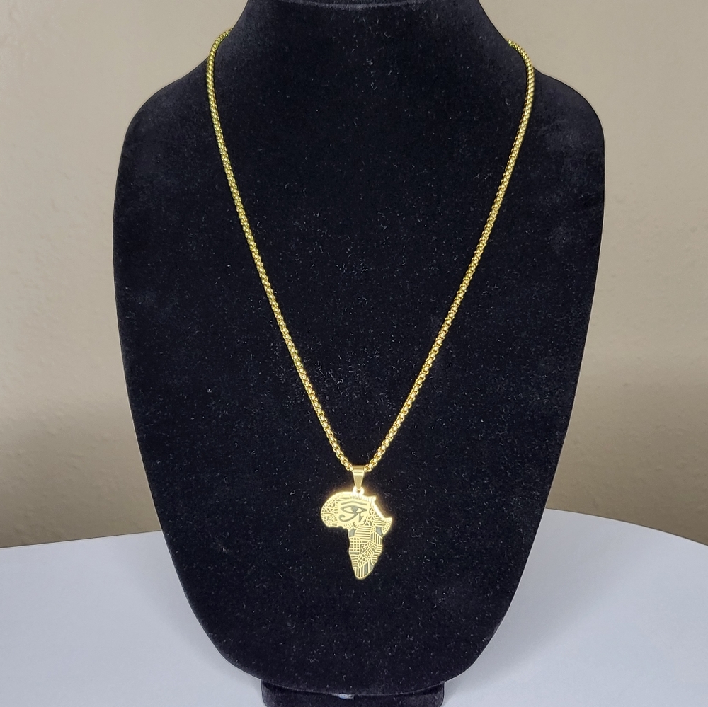 Egyptian Eye Continent Pendant Necklace - Picture 6 of 10